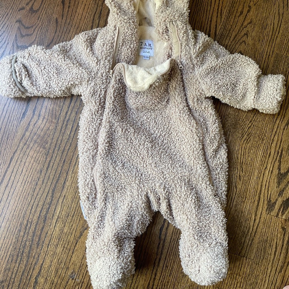 EUC 7AM ENFANT Teddy Jumpsuit 6-12M